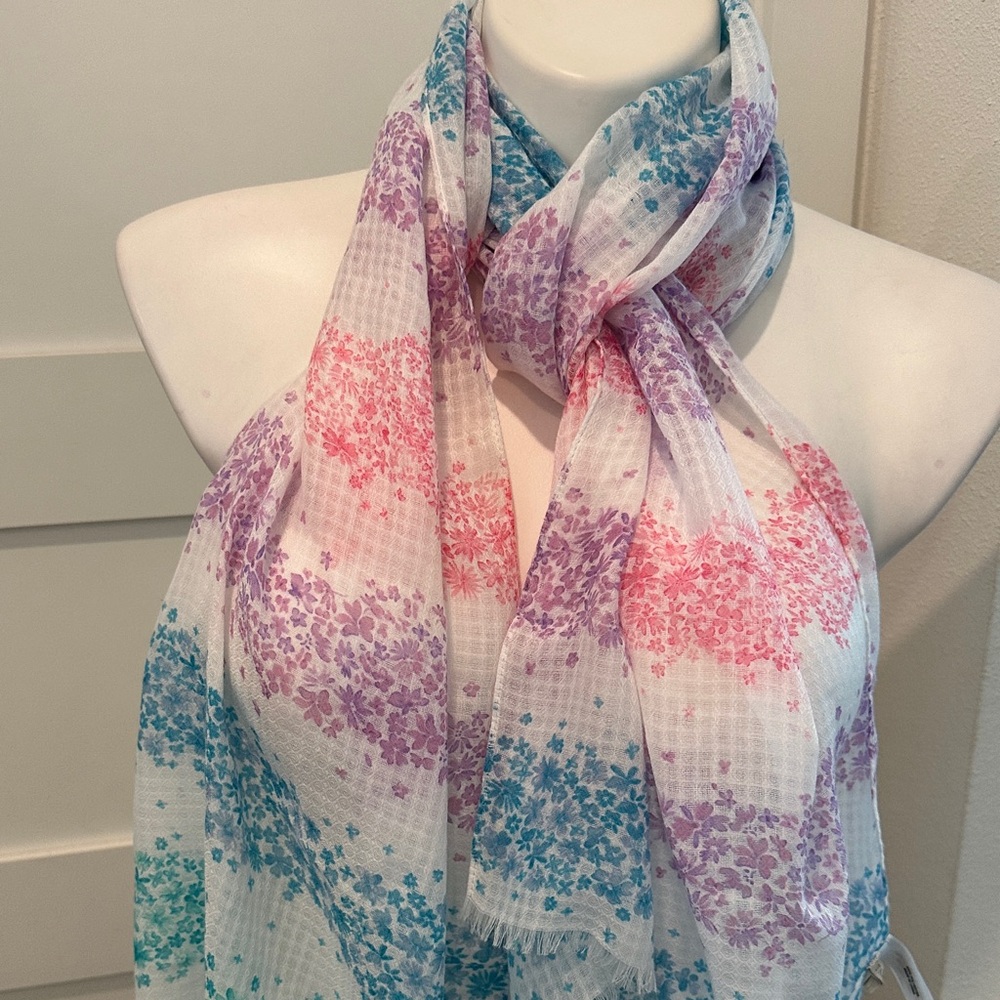 Talbots Pastel Floral Colorful Scarf